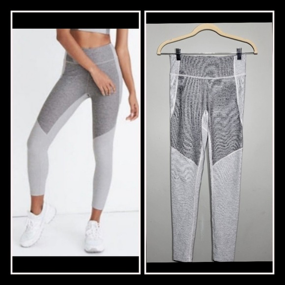 NWOT OUTDOOR VOICES Size Small Leggings 7/8 Heather Gray Warm Up Colorblock - Picture 1 of 13